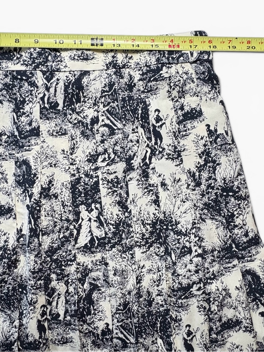 NWT J.Crew Pleated Toile Midi Skirt Drapey Viscose Twill Cream Black Size 14 - Picture 6 of 10
